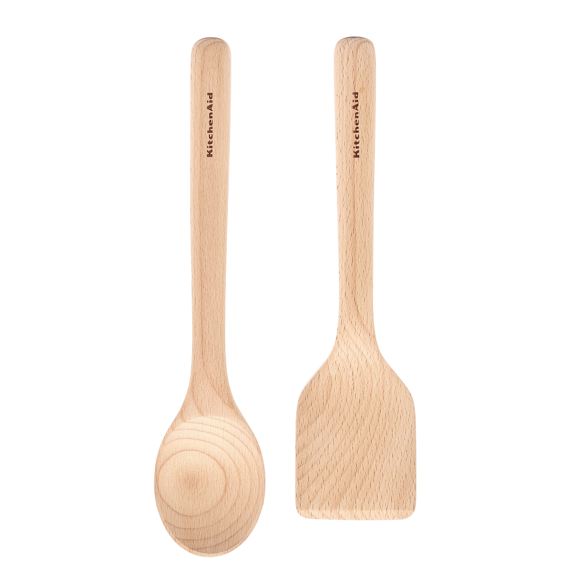 KitchenAid 2-Piece Wooden Kitchen Cooking Utensils Set, Beech Wood