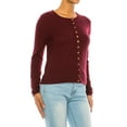 thumbnail image 4 of Women's Solid Long Sleeve Crew Neck Snap Button Soft Sweater Cardigan, 4 of 6