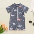 thumbnail image 2 of REDARER Boys Pastel Dinosaur Print Rash Guard, Gray Short Sleeve One Piece Swimsuit UPF 50+,2-3 Years, 2 of 4