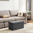 thumbnail image 2 of 30in Foldable Storage Ottoman Bench, Chest, End of Bed Foot Rest Stool with Padded Seat, Bedroom Bench for Living Room, Bedroom, Support 660lbs, Grey, 2 of 4