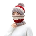 thumbnail image 3 of Herrnalise Women's Winter Thicker Knitted Warm Cap Ruff Hat Two-piece Set, 3 of 7