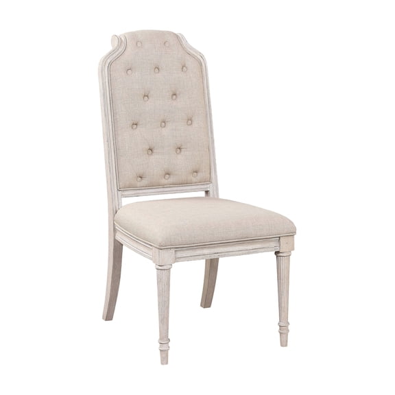 Wynsor Fabric & Antique Champagne Finish Side Chair(Set of 2)