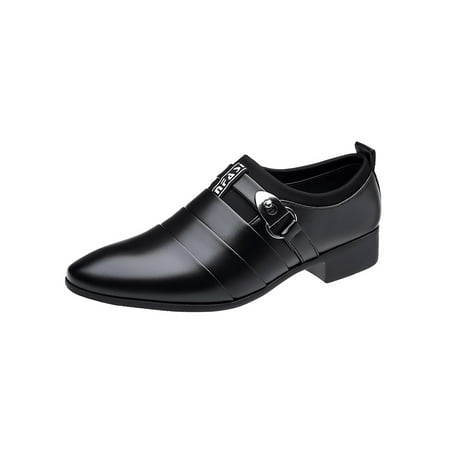 

Ferndule Mens Casual Slip On Flats Wedding Comfort Buckle Decoration Dress Shoes Party Lightweight Pointy Toe Leather Shoe