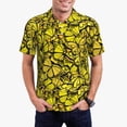 thumbnail image 2 of Balery Yellow Butterflies Printed Men’s Short Sleeve Polo Shirt, Midweight Men's Shirt,Golf Polo shirts -Medium, 2 of 8