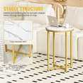 thumbnail image 6 of Baxluxe Round End Table Set of 2, Faux Marble Golden Side Table with Metal Base, Living Room Small Coffee Table Nightstand Bedside Table, 2 Pieces Sofa End Table for Living Room, Bedroom, Gold, 6 of 7