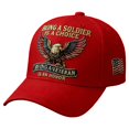 thumbnail image 2 of Veteran Commemorative Cap, Embroidered Baseball Cap with Eagle Printed, Adjustable Metal Buckle, Casual Outdoor Hat for Men & Women (Red), 2 of 6