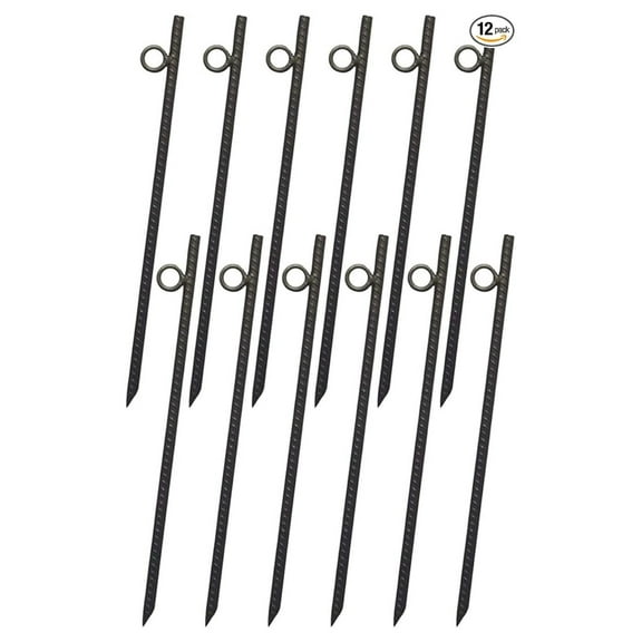 Tent Stakes 18 Inch, 12 Pack Steel Camping Stakes Heavy Duty - Grip YTF-3818RS-12PK for Tents, Canopies, Tarps, Gardens & Outdoor Use