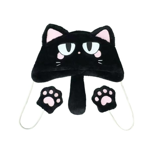 Sombrero de cosplay de anime con orejas de gato, gorro protector para las orejas, gorro de peluche divertido Estilo B