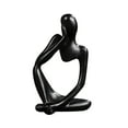 thumbnail image 3 of Abstract Thinker Sculpture - Gold & Sandstone Resin Art Statue for Living Room, Office Shelf, or Desk Decor, Collectible Figurine & Unique Gift, 3 of 4