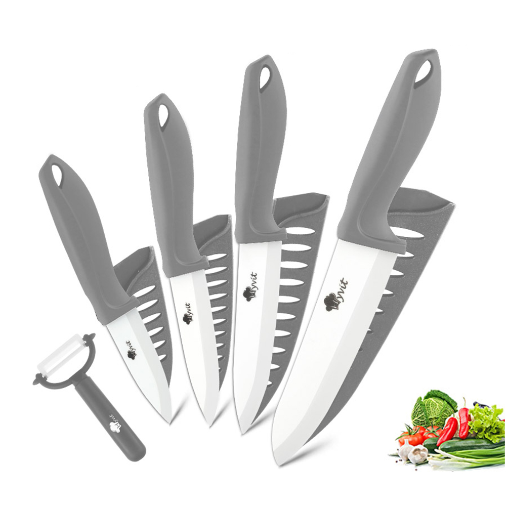 Ceramic Knife Set,All in one Knives set for Kitchen, Non Rust White Zirconia Blade with Sheaths