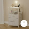 thumbnail image 2 of Nightstand with Charging Station & Voice Control Night Light, 3 Fabric Drawers, 28.3" Side Table with Tamper-Resistant Outlets, USB/Type C Port, White, 2 of 9