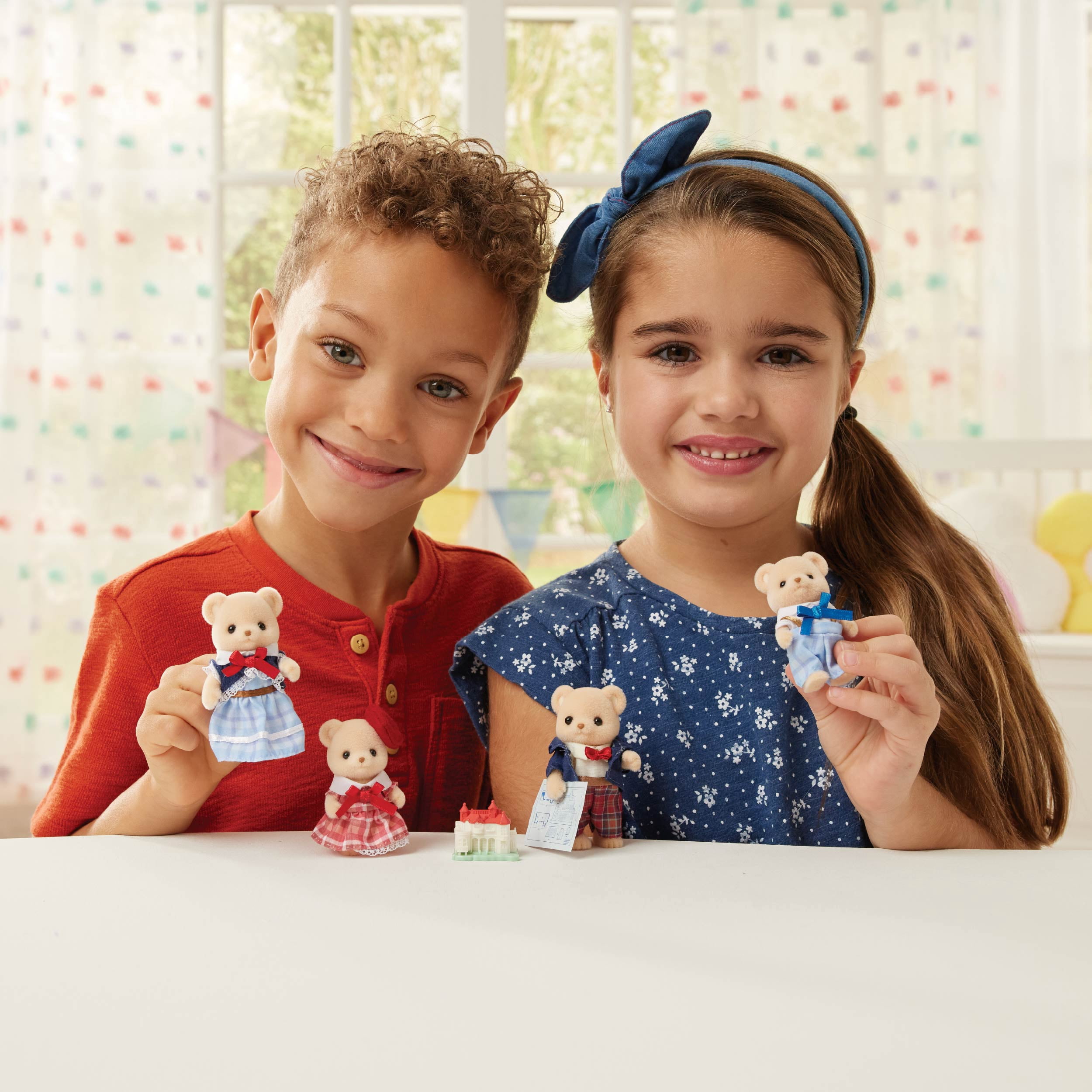 Calico Critters Biscuit Bear Family - 4 Collectible Toy Figures | Poseable with Removable Clothing - Dollhouse Animal Characters for Kids Ages 3+