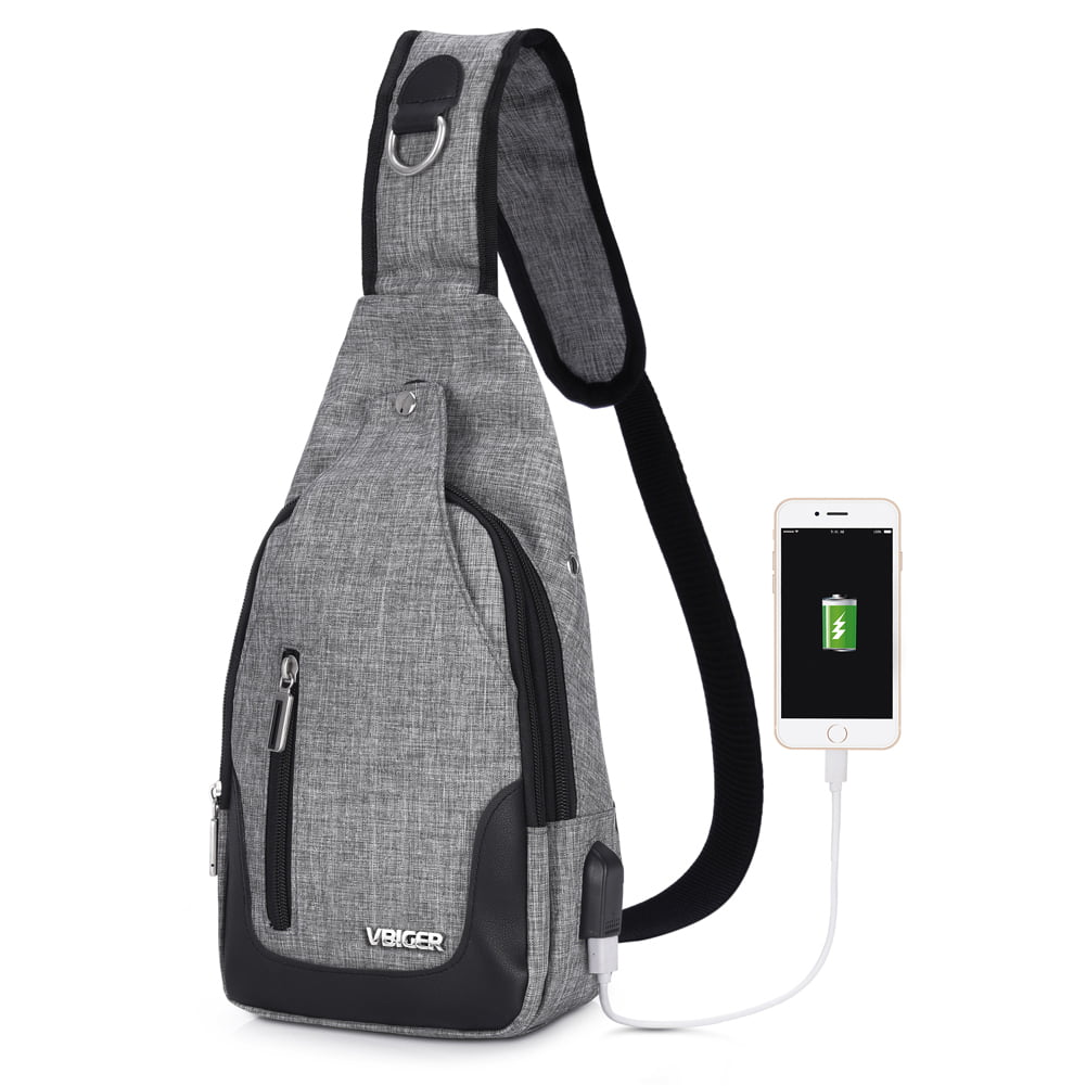 Vbiger - Canvas Sling Backpack USB Rechargeable Bags Cross Body Bag - Walmart.com - Walmart.com