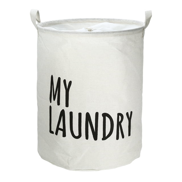 Cesta de lavandería plegable, cesta de lavandería con asa, cesta decorativa alta para la colada para dormitorio, baño, blanco, 15.75 x 19.69 pulgadas