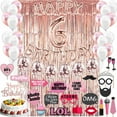 thumbnail image 4 of 6th Birthday Decoration Rose Gold, 6 Party Supplies Decoration, 6th Sash, 6 Cake Topper, 6th Photo Props, confetti Balloons, Curtain, 4 of 4