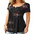 thumbnail image 1 of Hauts d'Été à Fleurs Col en V pour Femmes T-Shirt Ample Tunique Grande Taille, 1 of 6