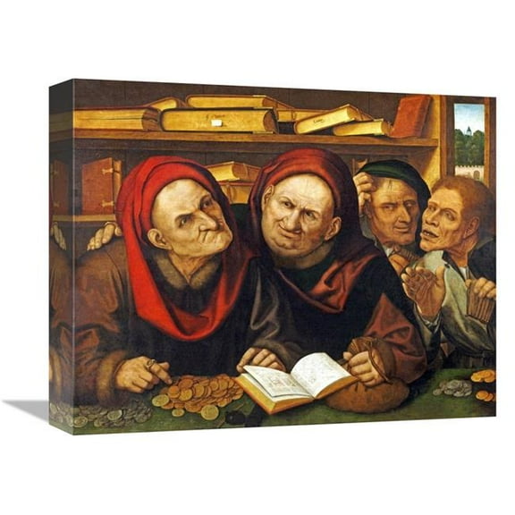16 in. Suppliant Peasants in the Office of Two Tax Collectors Art Print - Quentin Massys