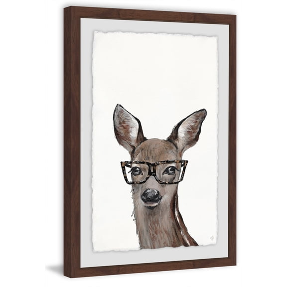 Brown Hippie Deer Framed Painting Art Print, 12.00" x 1.50"