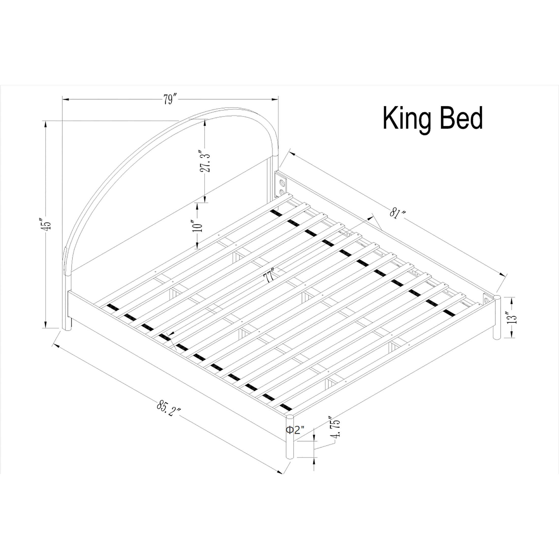 Christopher Knight Home King Platform Bed Frame with Arched Headboard, Rubberwood, Natural