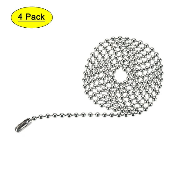 Uxcell Pull Chain Extension 2.46 Ft Stainless Steel 3.0mm Beaded for Light/Fan 4 Pack