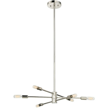 

Chandeliers 6 Light With Polished Nickel Finish Candelabra Bulbs 22 inch 360 Watts