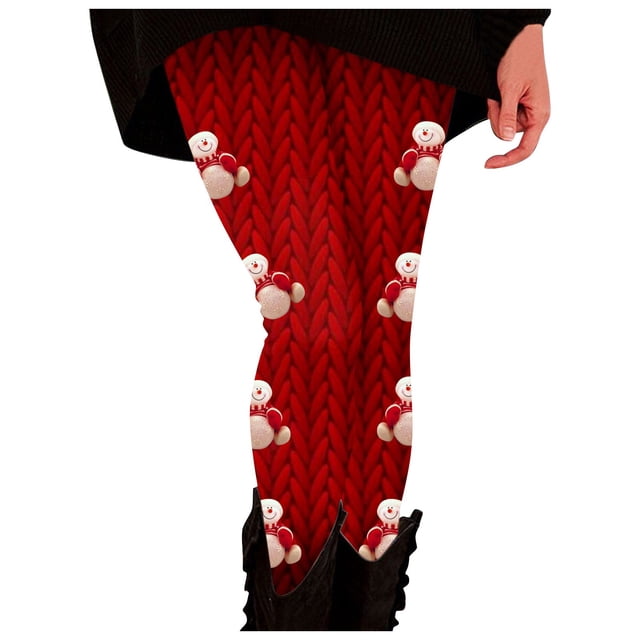 Zhanying Pantalon de Yoga de Noël avec Poches, Grand Ceinture, Amincissant, Rehausse-Fesses, Coupe Noire, Collants d'Hiver Rouges TTG