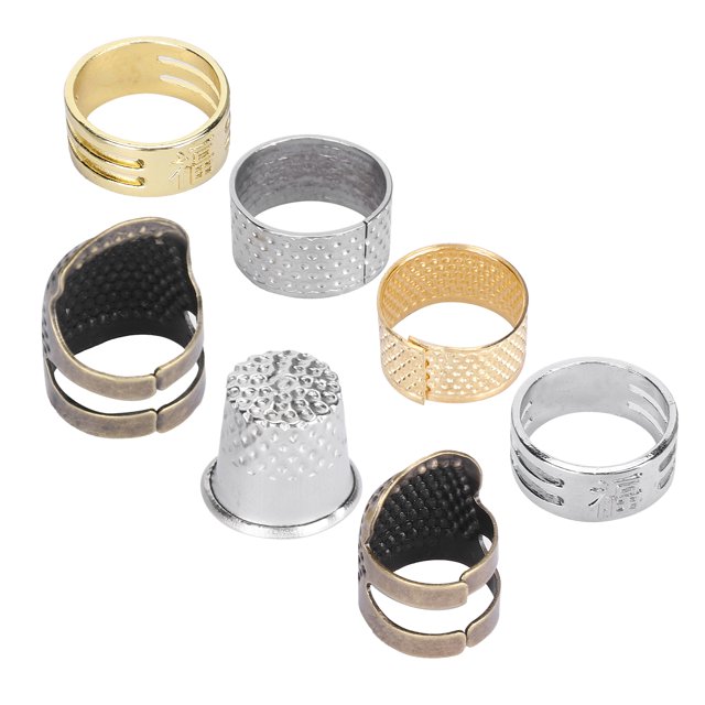7pcs Sewing Thimble Set, Adjustable Finger Shield Fingertip Thimble, Brass Fingertip Protector, Needlework Embroidery Accessories