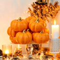 thumbnail image 4 of SMKE Artificial Pumpkins Set 12 Pcs Assorted Small Pumpkins Realistic Fall Decorative Pumpkins For Halloween Thanksgiving Home Kitchen Table Garden Outdoor&nbsp;Fall Outdoor Decor Autumn Table Decor, 4 of 8