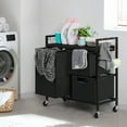 thumbnail image 5 of 3 Bags Laundry Hamper with Wheels Hooks Laundry Sorter Cart for Clothes Storage, 5 of 5
