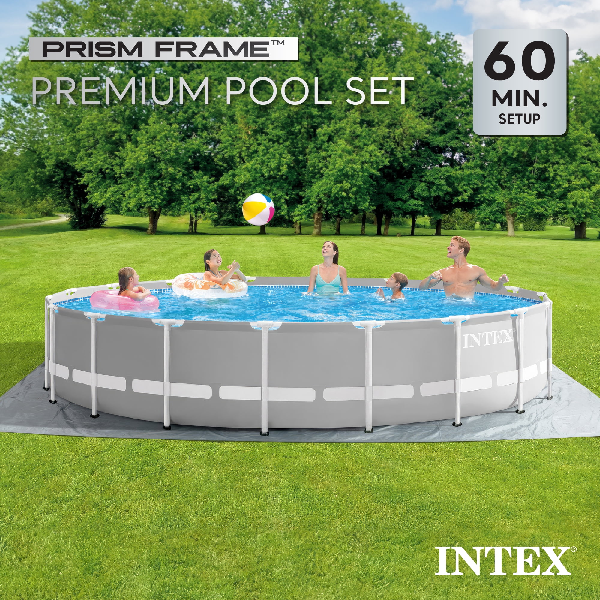 Intex Prism Frame Above Ground 18' x 48" Pool Set w/ 6 Replacement Filters