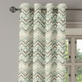 thumbnail image 3 of Ambesonne Chevron Grommet Curtain, Vintage Zigzag Lines, 50" x 63", Almond Green Brown Cream, 3 of 6