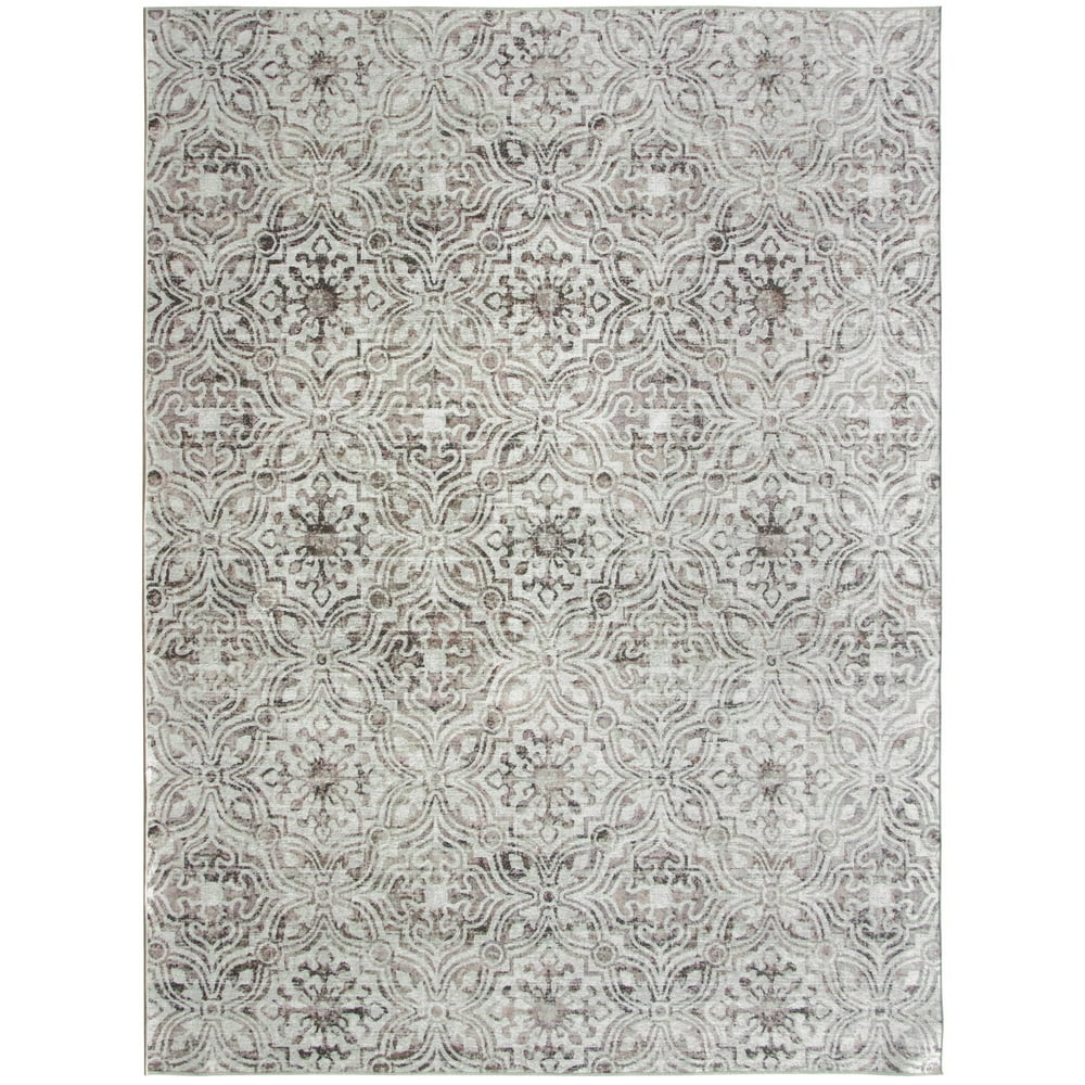 ReaLife Rugs Machine Washable Printed Mosaic Beige Ecofriendly