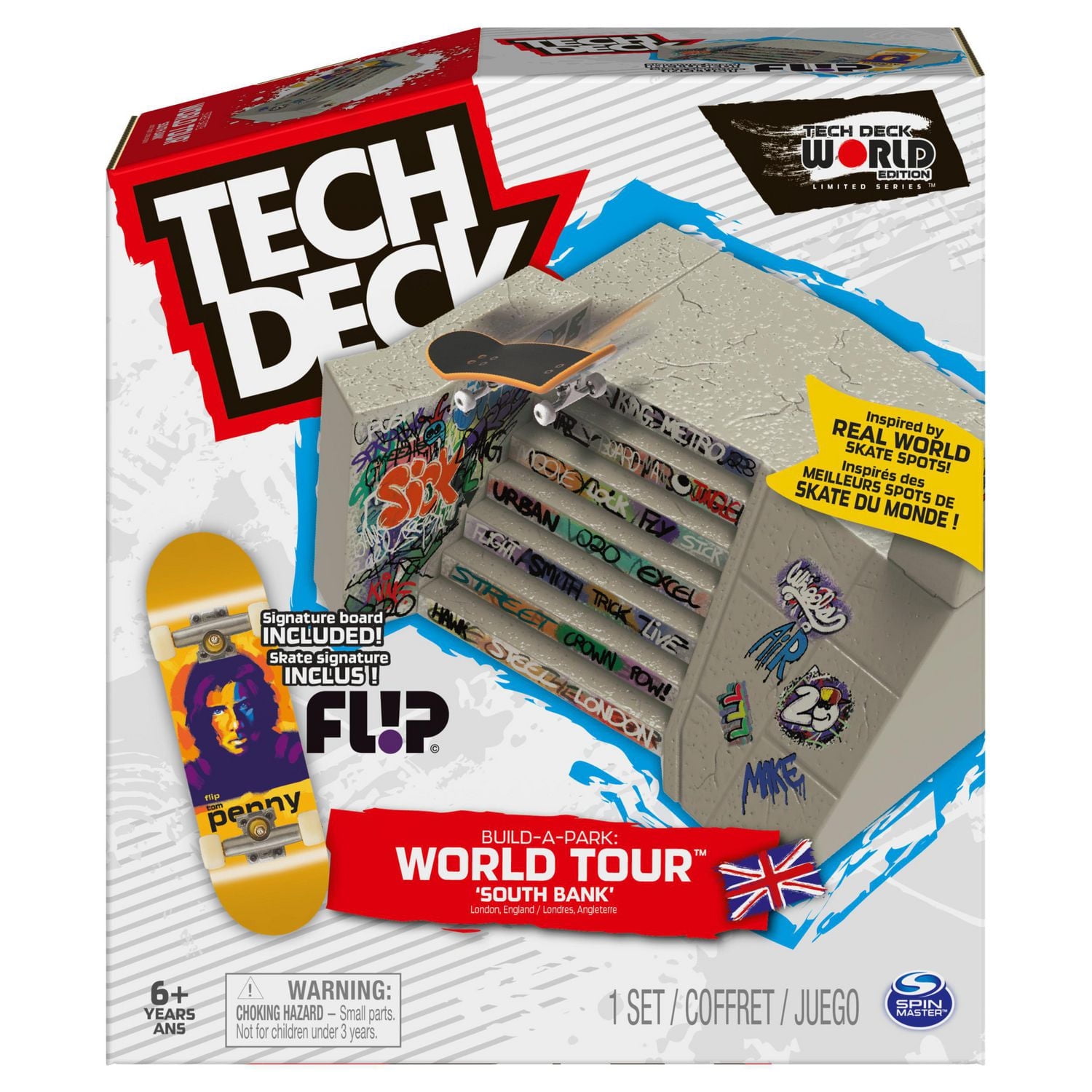Tech Deck, Build-A-Park World Tour, South Bank, Ramp Set with Signature Fingerboard