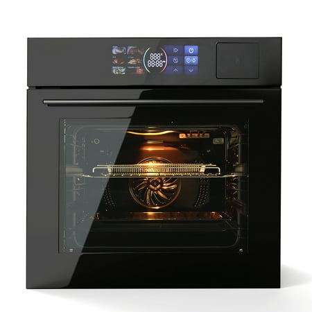 Aoile 24" Single Wall Oven with 2.5 Cu.Ft. Capacity, 3000W Built-in Electric Oven with 4 Cooking Functions & 108 Automatic Recipes