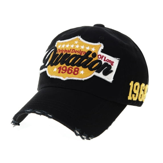 WITHMOONS Vintage Baseball Cap Distressed Emboridery Trucker Hat KR1737 (Black)