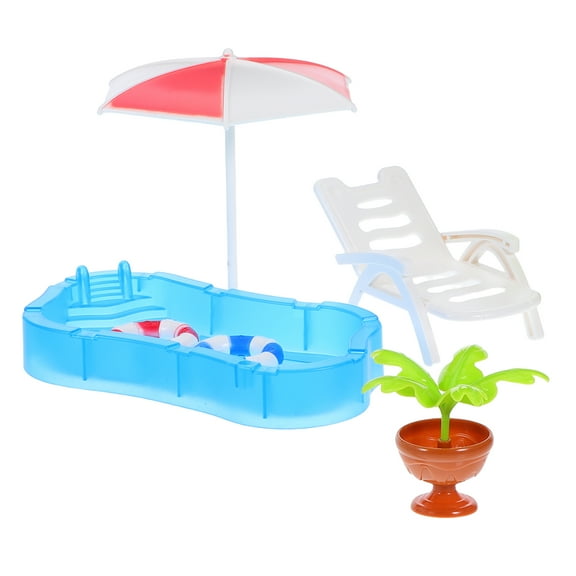 COMPUKAS Mermaid Pool Float Dollhouse Garden Accessories Set in Assorted Colors for Miniature Decor