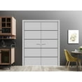 thumbnail image 3 of Solid French Double Doors 60 x 84 inches | Planum 0015 Grey Matte with Frosted Glass | Wood Solid Panel Frame Trims | Closet Bedroom Sturdy Doors, 3 of 5