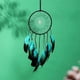thumbnail image 4 of Atrapasueños bohemio con plumas para colgar en la pared, adorno decorativo para sala de estar. Azul, 4 of 9