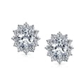 thumbnail image 2 of Bling Jewelry Womens Classic Cubic Zirconia CZ Halo Crown Oval Stud Clip On Earrings Non Pierced Ears, 2 of 6