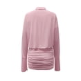 thumbnail image 4 of Pounoo Women's Mini Dresses Long Sleeve V Neck Chiffon Button Front Dresses Daily Errands Soft Lightweight Stylish Bodycon Dresses Gift, 4 of 6