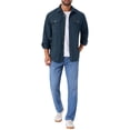 thumbnail image 2 of INSPIRAR CHIC Camisas de Trabajo Casual para Hombre de Manga Larga con Botones y Bolsillos para Pesca y Senderismo M Azul Oscuro, 2 of 6