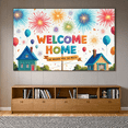 thumbnail image 2 of Decorative Banner Welcome Home Colorful Houses Homecoming Banner for Family Reunion Party Celebration, 2 of 8