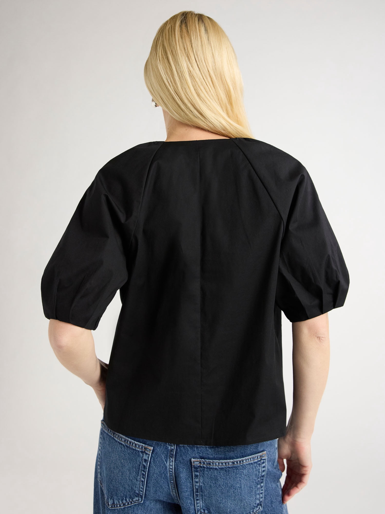 Scoop Women's Cotton Poplin Pleated Zip Front Top, Sizes XS-XL