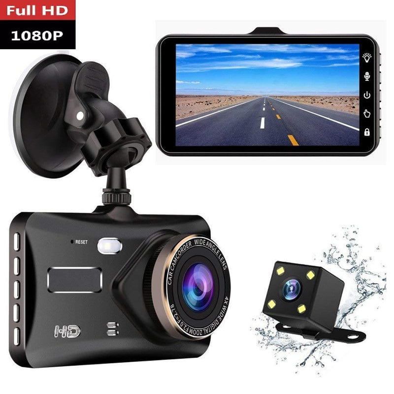 4" Dash Cam HD 1080P Front and Rear Car Dashboard Camera DVR Video Recorder 170°