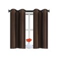 thumbnail image 2 of D24 Brown 2-Piece Thermal Lined Kitchen Window Curtain Set, 2 Blackout Tier Panels With Bronze Grommets On Top, 2 of 3