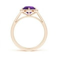 thumbnail image 2 of ANGARA Natural Floating Round 1.15 ct Amethyst Ring with Diamond Halo in 14K Rose Gold for Women (Size-7mm) | February Birthstone, Anniversary, Jewelry Gift for Women | Natural Amethyst Ring, 2 of 8