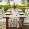 thumbnail image 4 of Table Runners 90 Inches Long Dress Scarves, Purple Flowers Farmhouse Coffee/Dining/Kitchen Table Runner for Living Room, Spring Butterflies Lavender Daisy Beige 13x90 Inch, 4 of 9