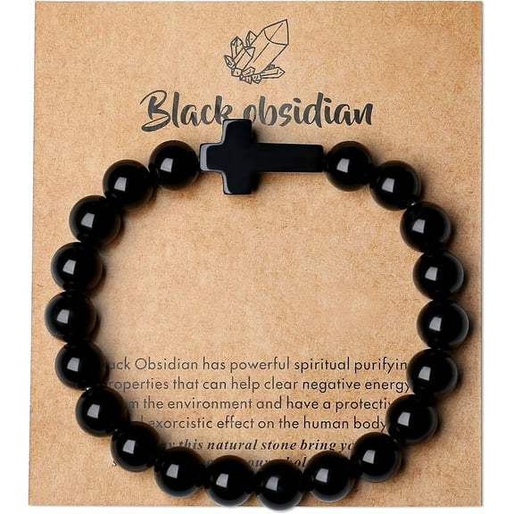 Bracelet for Men Women Adjustable Cross Stretch Beaded Bracelet Christian Bracelet Release Anxiety Bracelets