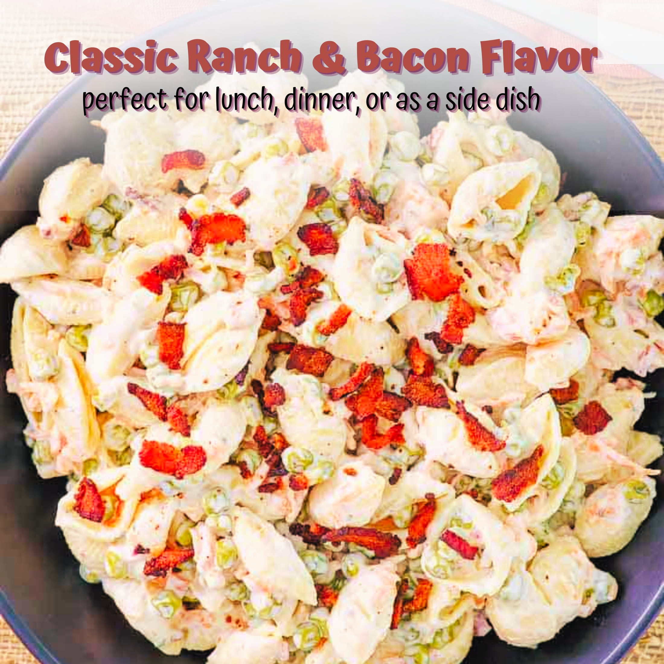 Betty Crocker Suddenly Pasta Salad Mix, Ranch & Bacon Flavor, 3.7oz Shell Pasta Dish Vegetable Blend Seasoning Easy Prepare Meal Snack Main Side Dish Instant Lunch Thanksgiving Dinner Gift Pack of 6