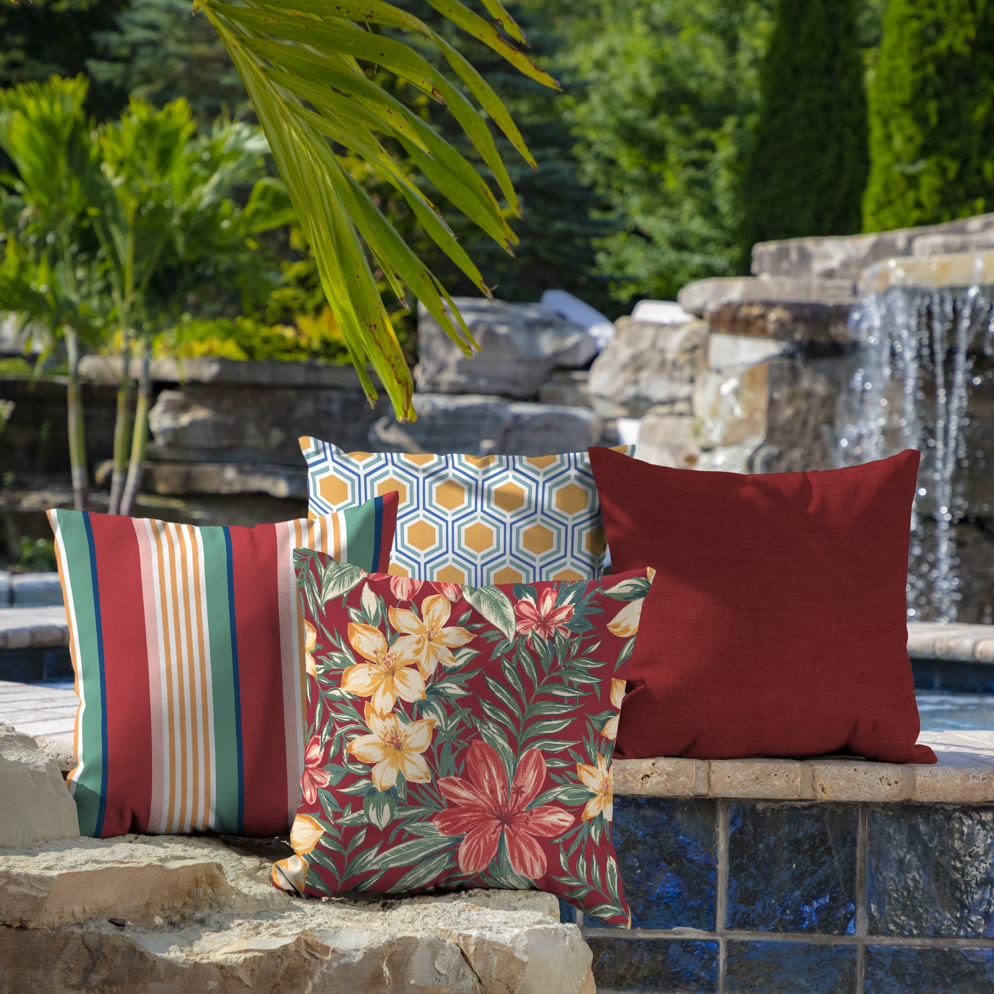 Arden Selections Ruby Clarissa Tropical 16 X 16 In Outdoor Toss Pillow Set Of 2 Walmart Com Walmart Com